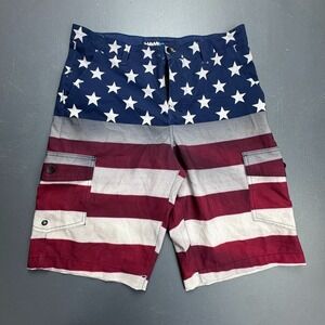 Tony Hawk Cargo Shorts Men's Size 32 American Flag USA Patriotic Skate Style